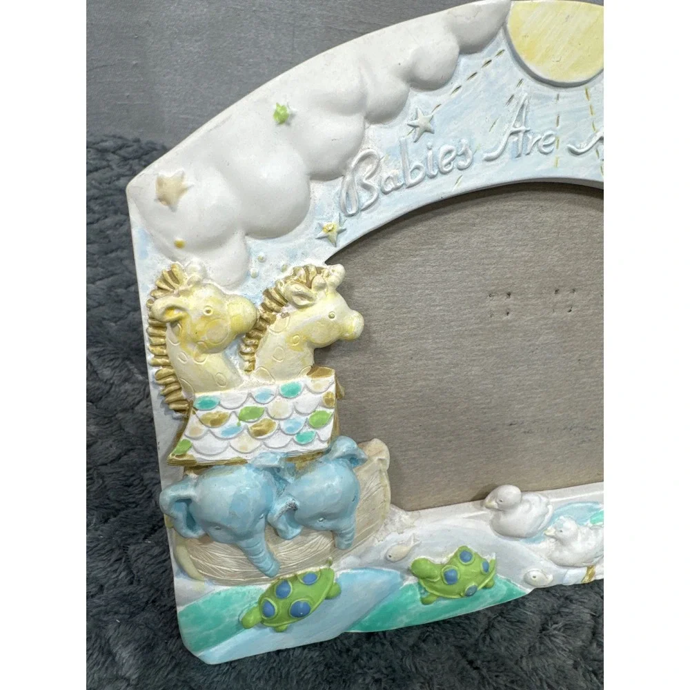 Babies Are A Blessing Noahs Ark 3D‎ Resin Picture Frame Pastel Nursery Decor